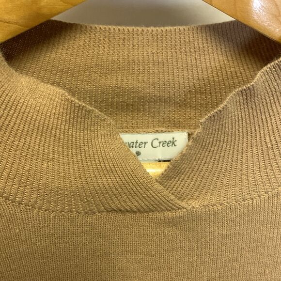 Coldwater Creek Tan Split Mock Neck Fine Gauge Knit Long Sleeve Sweater Size XL - Picture 5 of 13